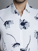Thumbnail for Jainish Men's Floral Printed Formal Shirts - White - Distacart