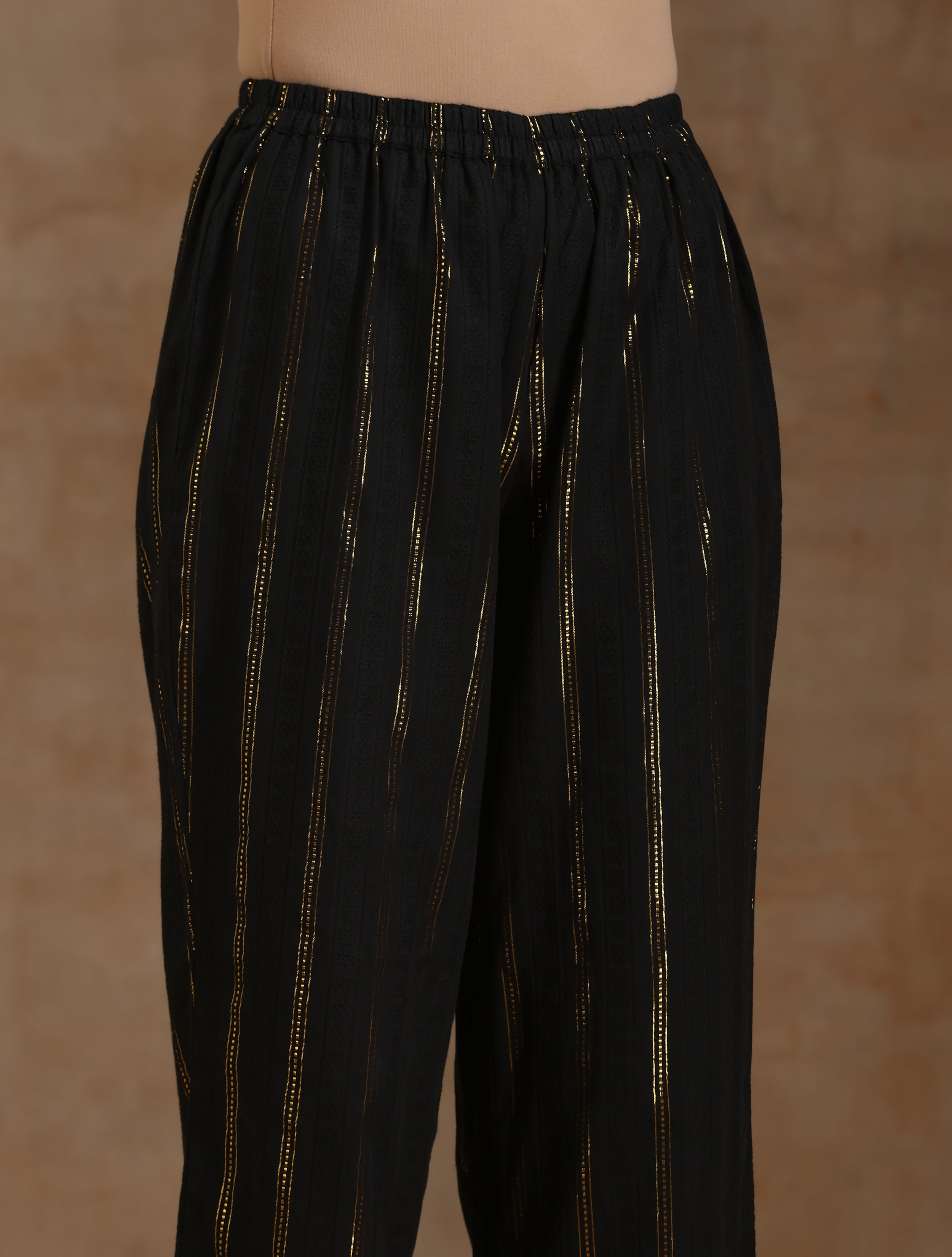 trueBrowns Black Gold Cotton Overlap Co-Ord Set - Distacart