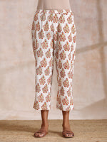 Thumbnail for trueBrowns Yellow Overall Floral Block Print Cotton Sleeveless Kurta Pant Set - Distacart