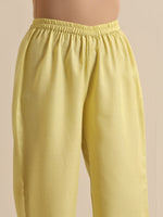 Thumbnail for trueBrowns Spark Green Slub High Slit Kurta Pant Set - Distacart