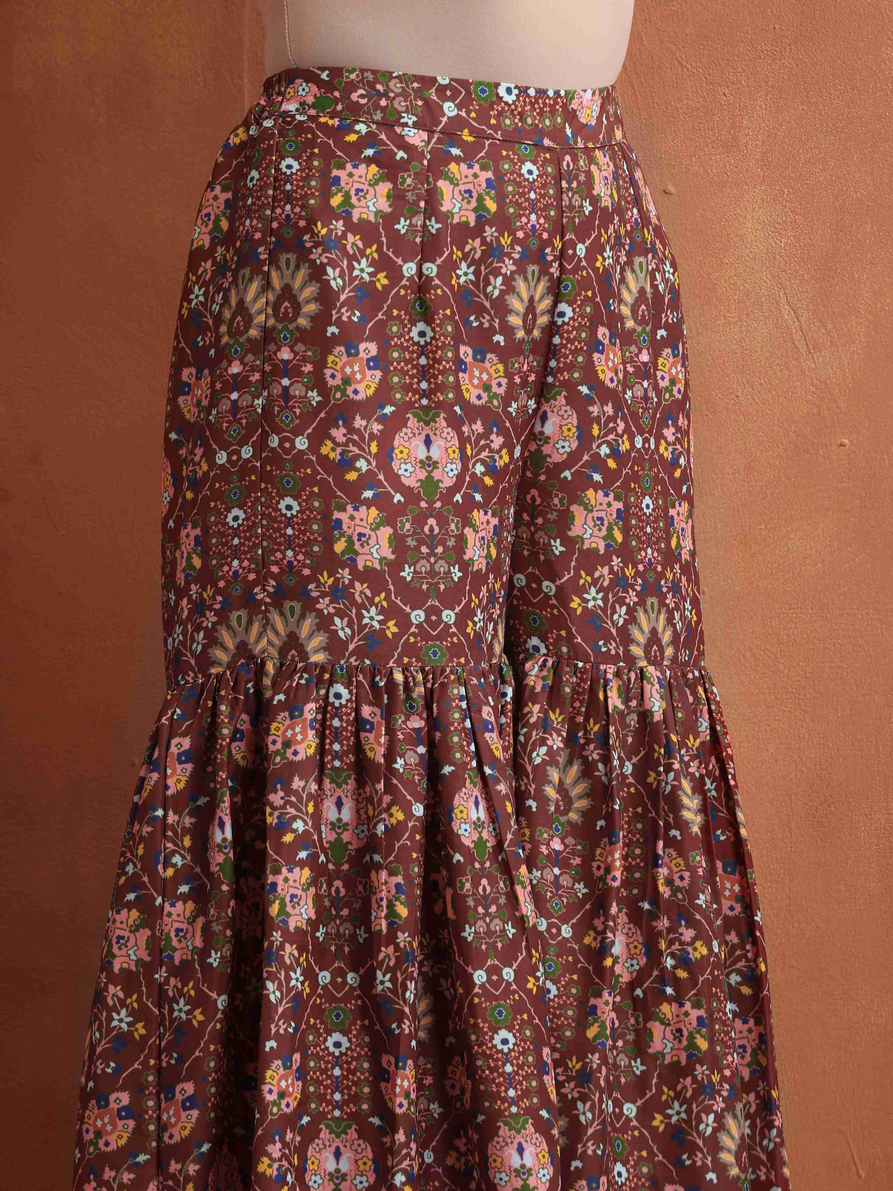 trueBrowns Brown Print Sharara Set - Distacart