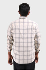 Thumbnail for Jonesburg Off White Checks Fine Corduroy Regular Fit Shirt