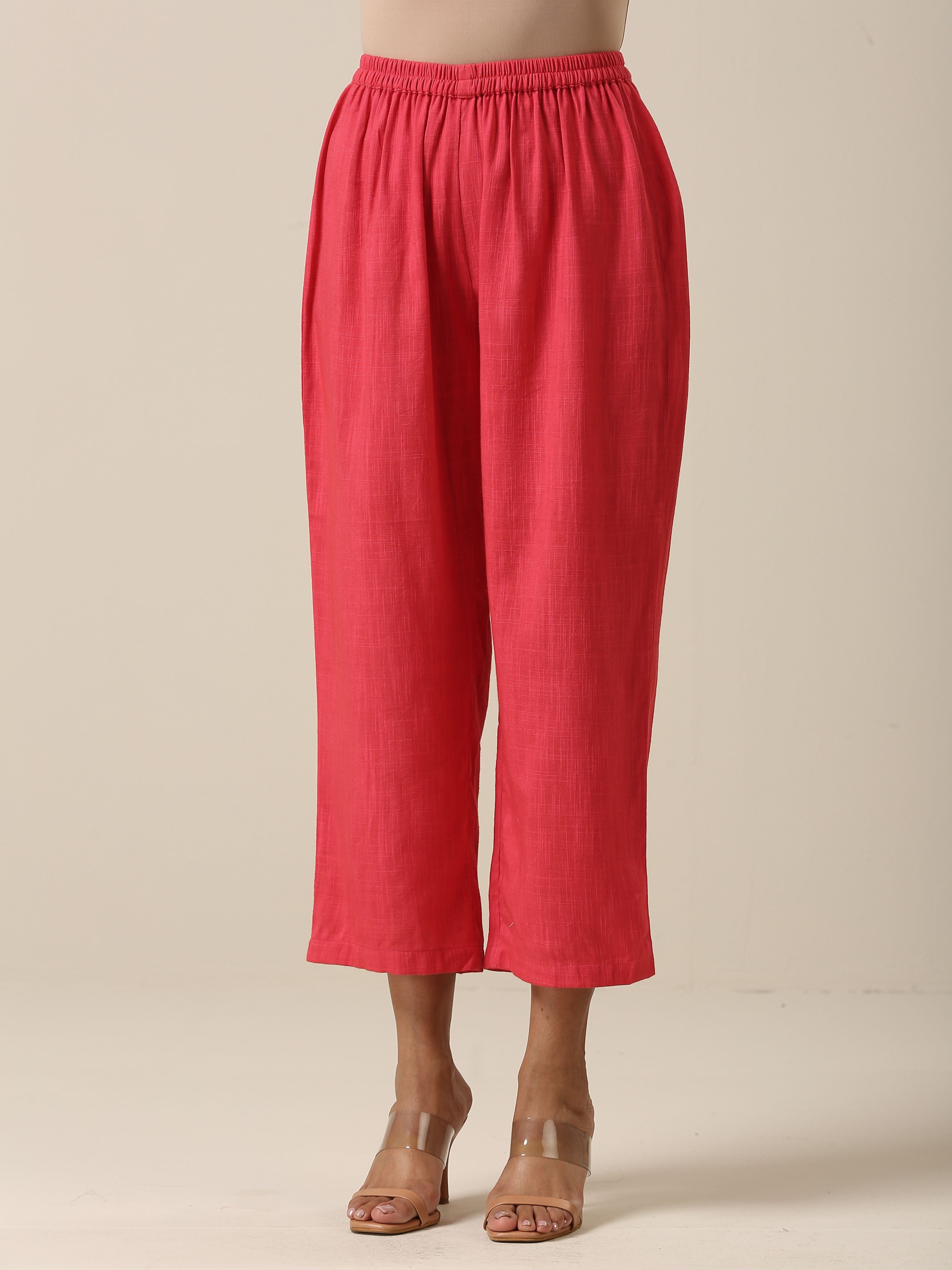 trueBrowns Bright Pink Slub Texture Baggy Sleeve Co-Ord Set - Distacart