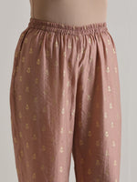 Thumbnail for trueBrowns Beige Foil Puff Sleeve Kurta Set - Distacart