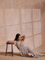 Thumbnail for trueBrowns Clay Dabu Buta Print Cotton Sleeveless Wrap Dress - Distacart