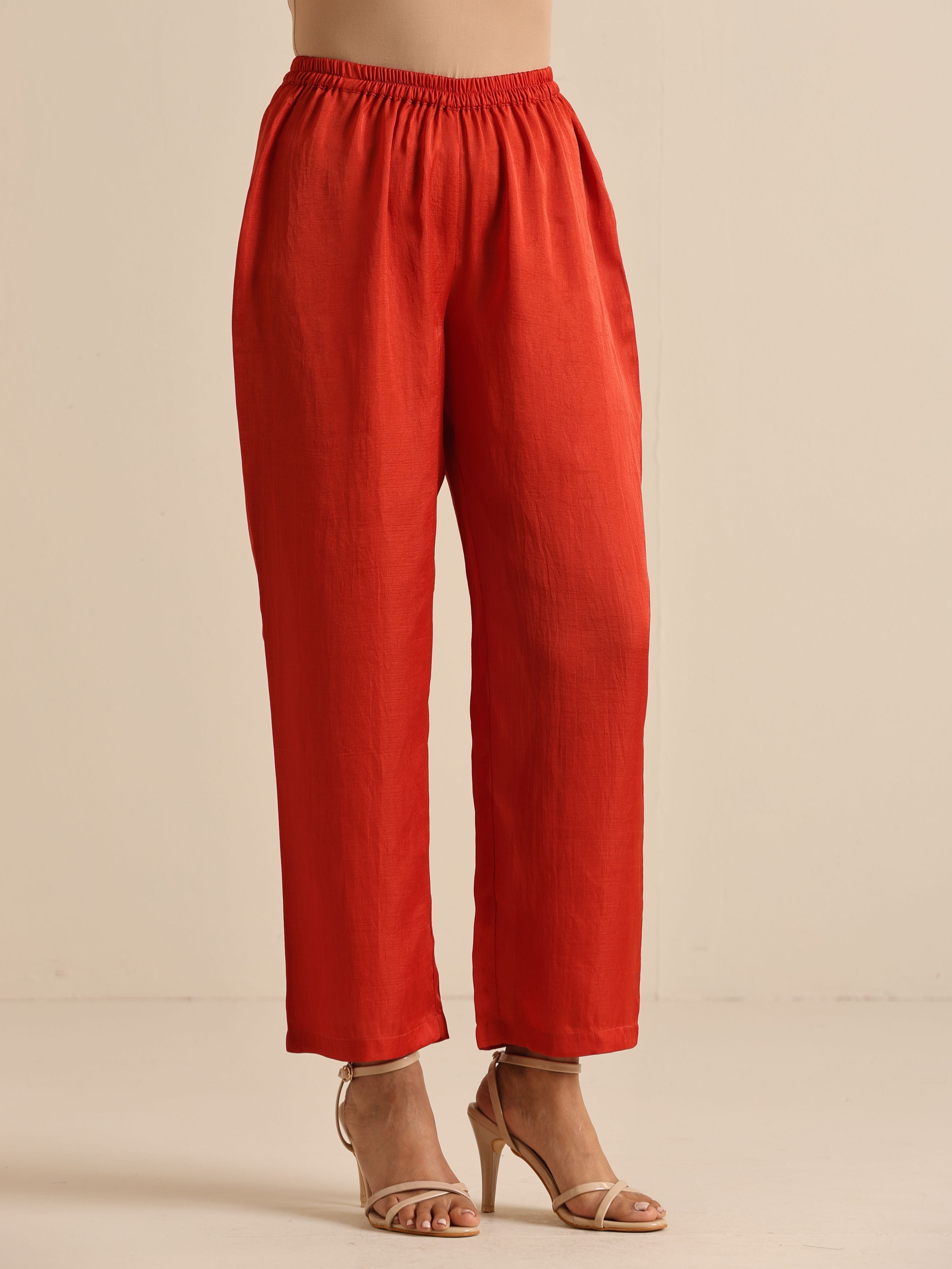 trueBrowns Rust Silk Blend Short Co-Ord Set - Distacart