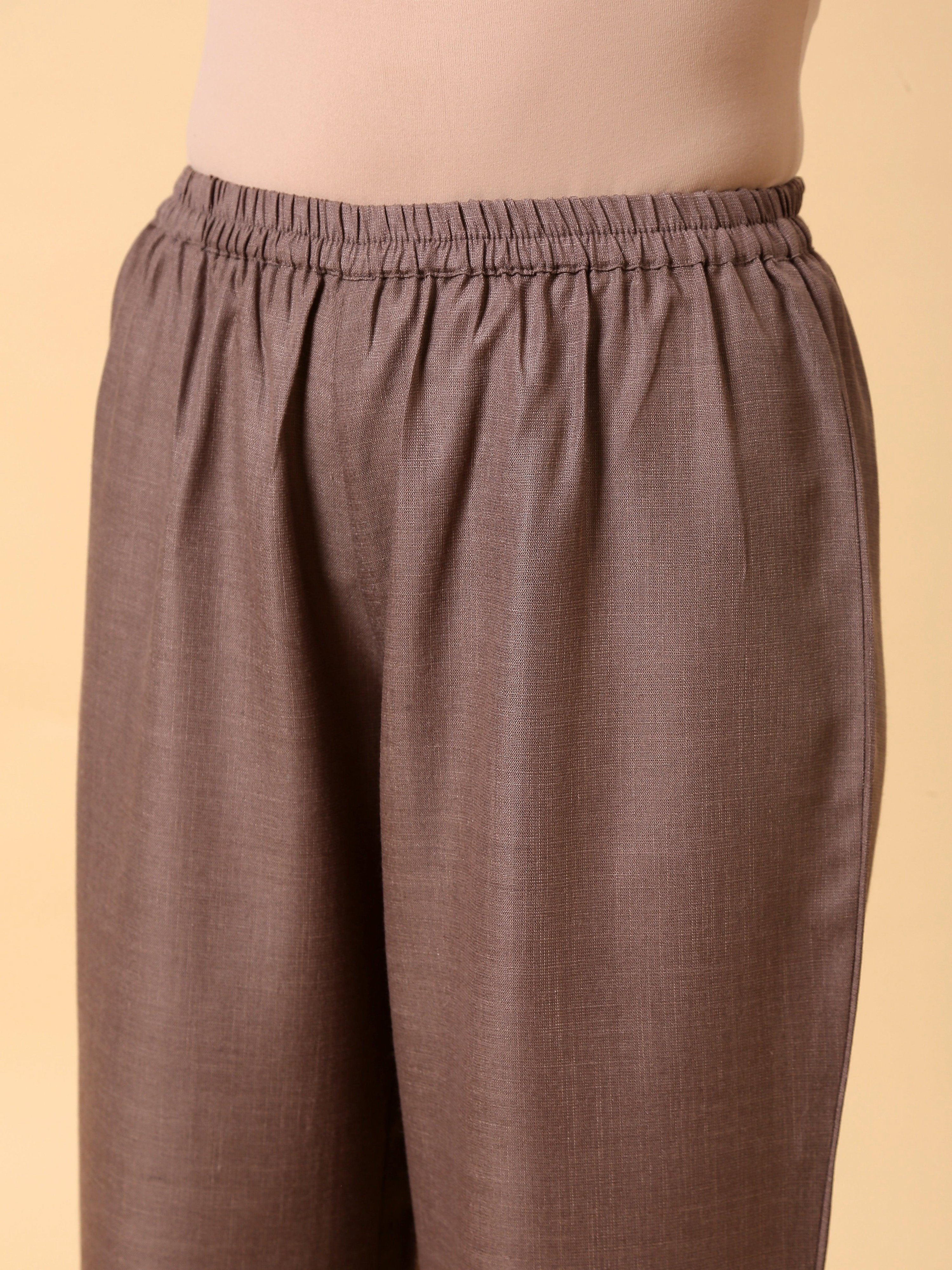 trueBrowns Cotton Linen Burnt Brown Boxy Fit Co-Ord Set - Distacart