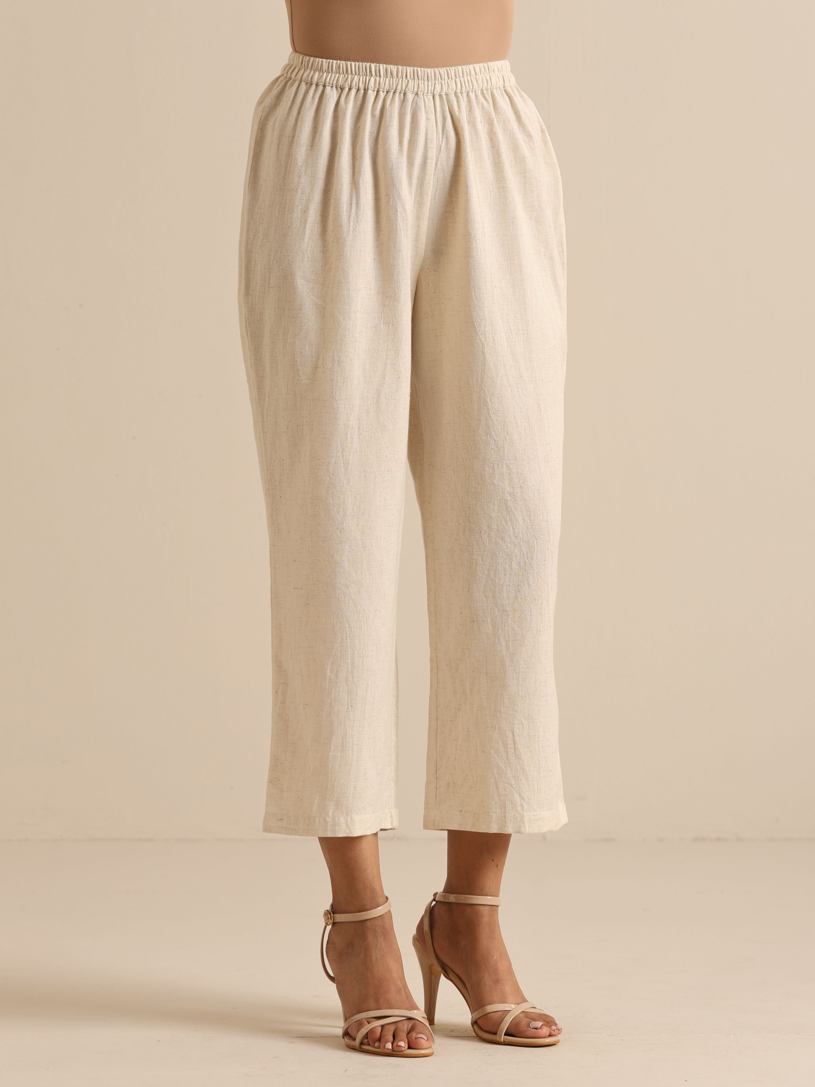 trueBrowns Off-White Sleeveless Kurta Pant Set - Distacart