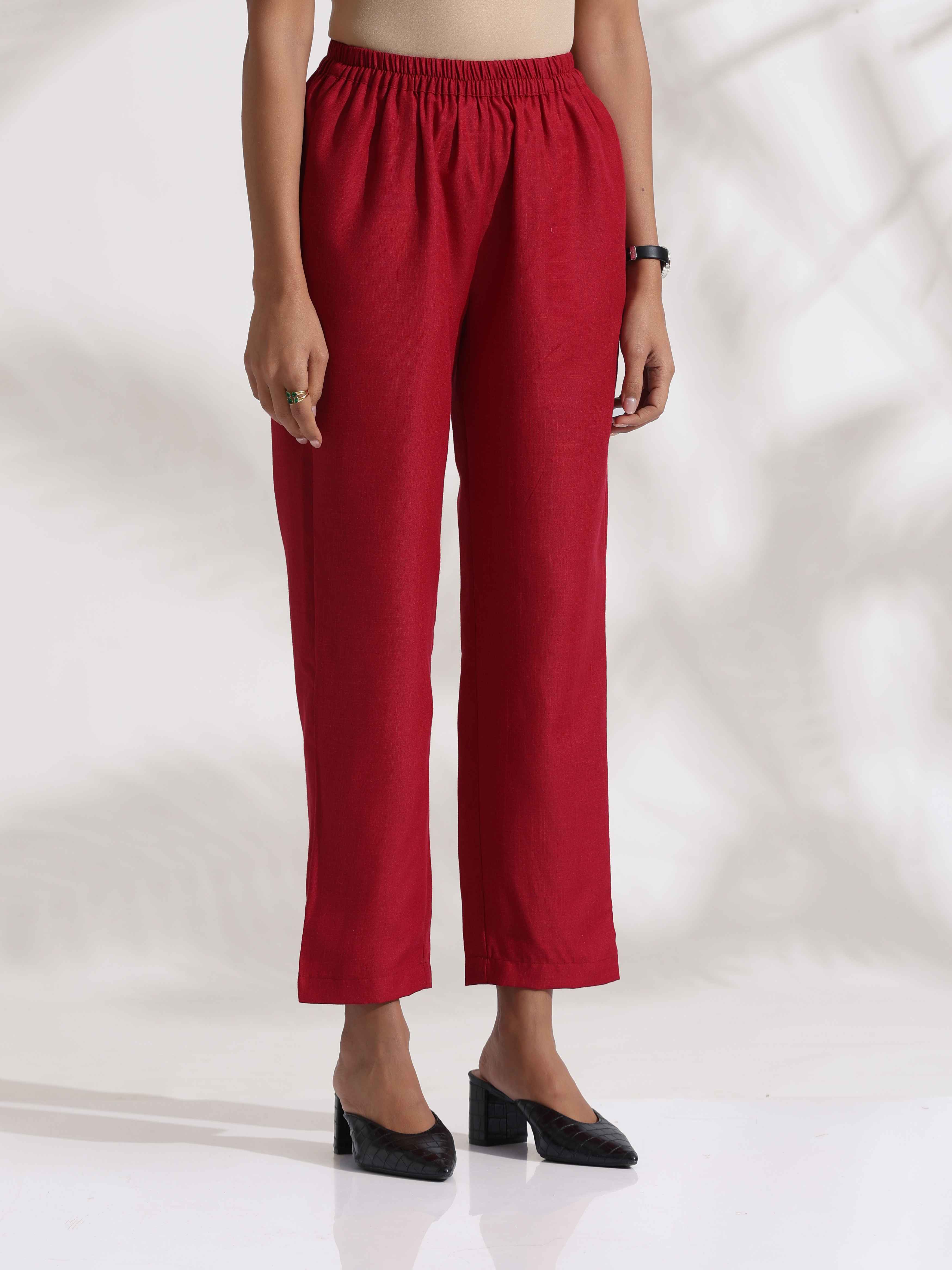trueBrowns Maroon Slub Co-ord Set - Distacart