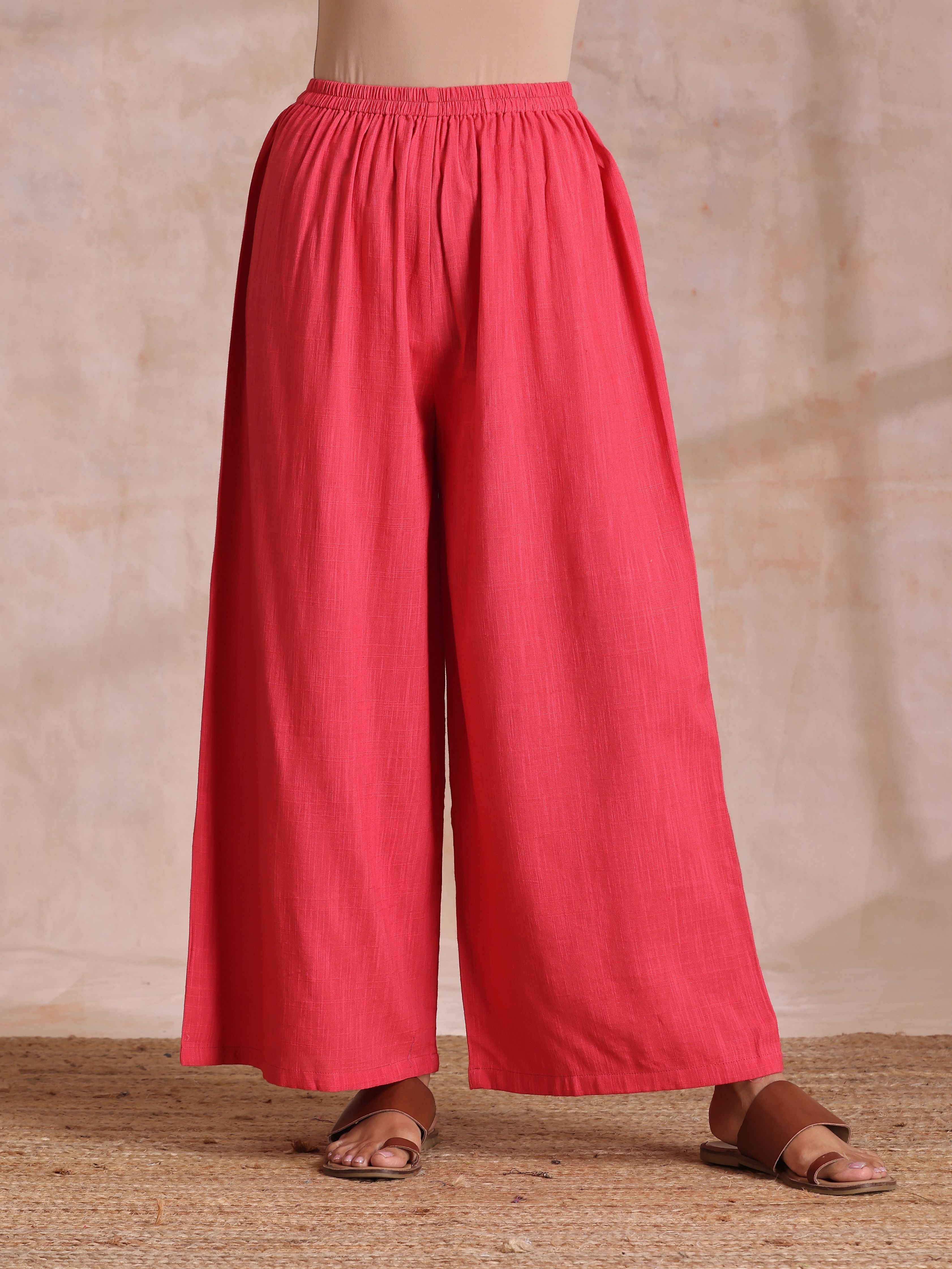 trueBrowns Pink Brown Overall Floral On White Block Print Cotton Slit Kurta Pant Set - Distacart