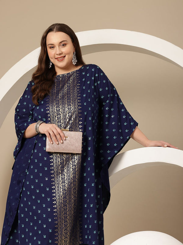 Sztori Plus Size Floral Printed Flared Sleeves Floral Kaftan Kurta - Distacart
