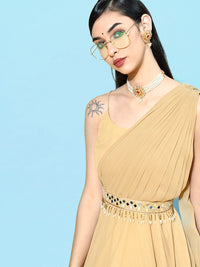 Thumbnail for Inddus Women Mustard Yellow Ethnic Maxi Dress