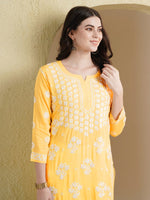 Thumbnail for ADA Floral Lucknowi Chikankari Straight Kurta - Distacart