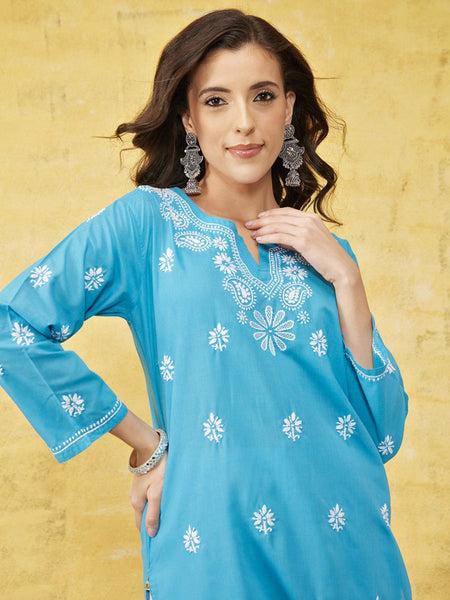 ADA Ethnic Motifs Embroidered Lucknowi Chikankari Kurta - Distacart