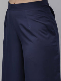 Thumbnail for Anouk Women Navy Blue Printed Kurta with Palazzos - Distacart