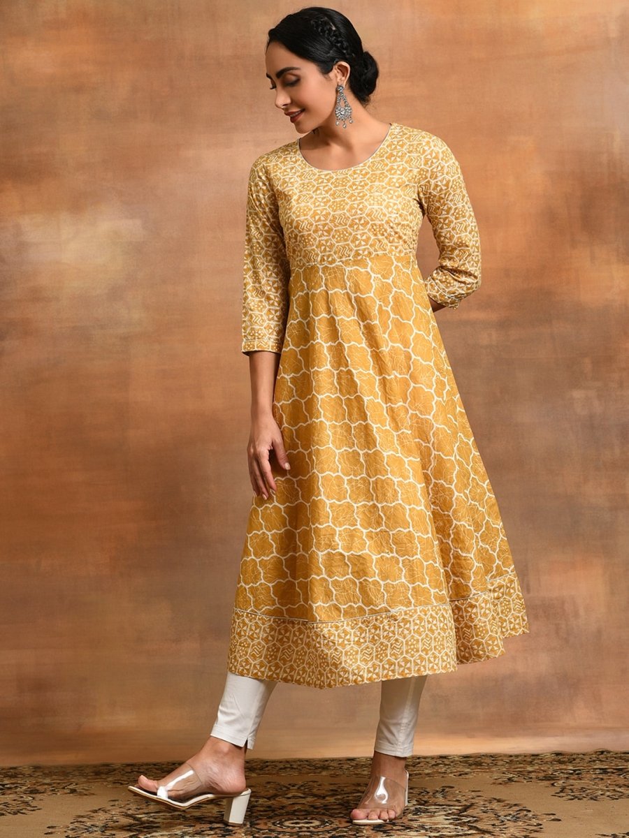 Aks Geometric Printed Cotton Anarkali Kurta - Distacart