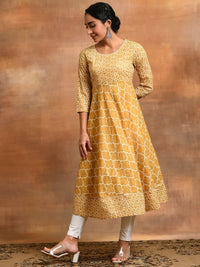 Thumbnail for Aks Geometric Printed Cotton Anarkali Kurta - Distacart