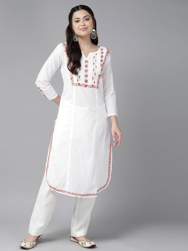 ADA Floral Embroidered Chikankari Floral Kurta - Distacart