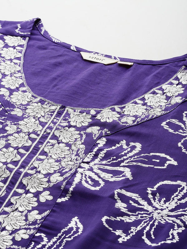 Sztori Plus Size Floral Printed Yoke Design Kurta with Trousers - Distacart