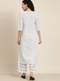 Thumbnail for Vishudh Women Off-White Printed Kurta with Palazzos