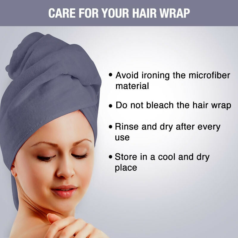 Nykaa Naturals Microfiber Hair Wrap for Frizz Free & Shiny Hair - Grey - Distacart