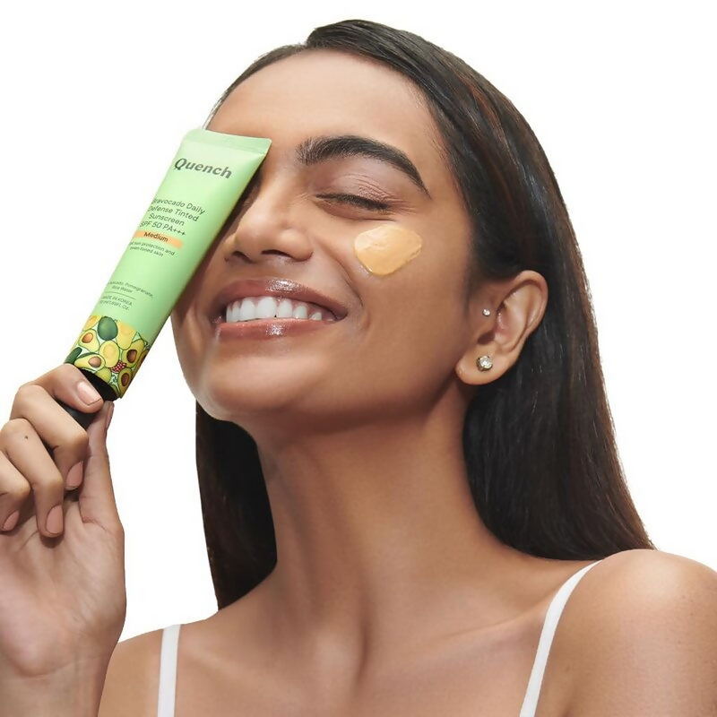 Quench Vitamin E Tinted SPF 50 Sunscreen PA+++ with both Mineral & Chemical Actives (Medium) - Distacart