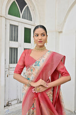 Thumbnail for Vishnu Weaves Women's Firozi Banarasi Silk Saree with Blouse - Distacart