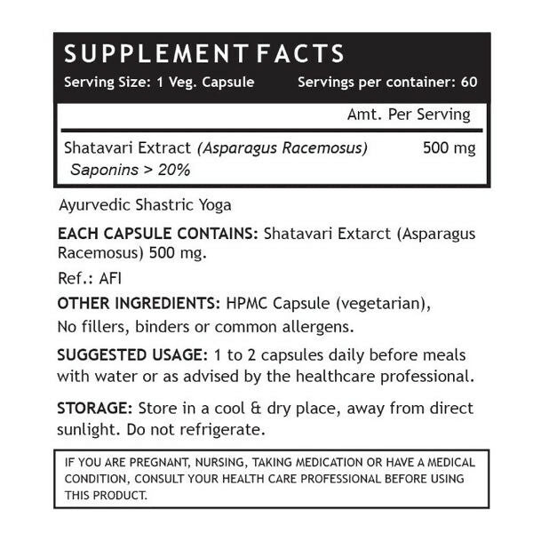 Inlife Shatavari Extract 500MG Capsules - Distacart