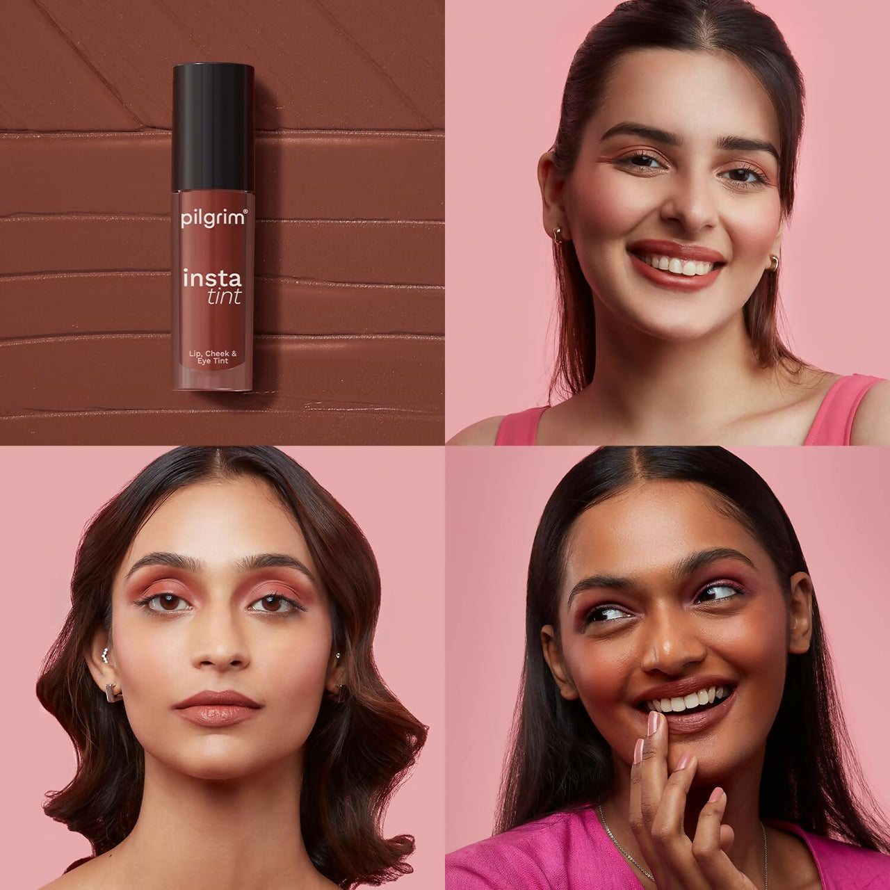 Pilgrim 3 In 1 Lip, Cheek And Eye Tint With Goodness Of Spanish - The Brown Trend -03 - Distacart