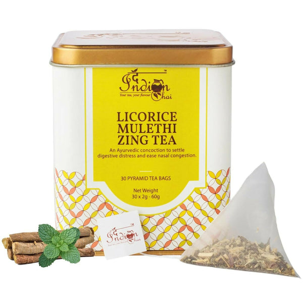 The Indian Chai - Licorice Mulethi Zing Tea 30 Pyramid Tea Bags - Distacart
