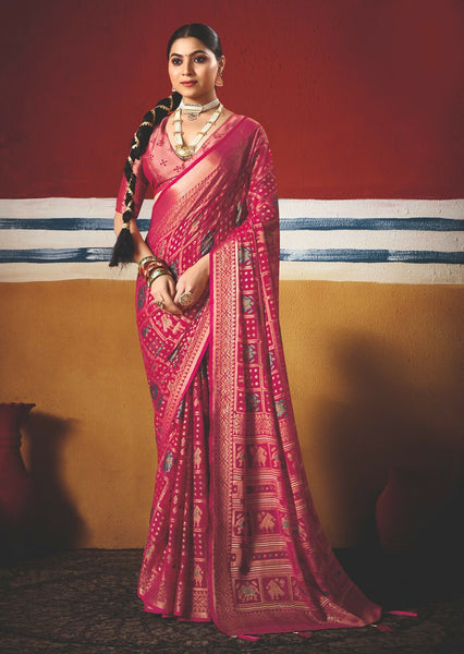 Joban Fashion Pink Dull Moss Brasso Saree