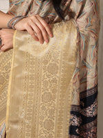 Thumbnail for Shivam Fabrics Beige Lichi Patta Fabric Printed Saree