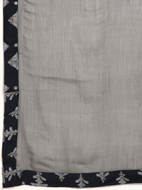 Thumbnail for Anouk Women Navy Blue & Grey Ethnic Motifs Printed Kurta with Sharara & Dupatta - Distacart