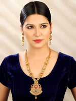 Thumbnail for Aadita Gold-Plated & Red e Studded Jewellery Set - Distacart