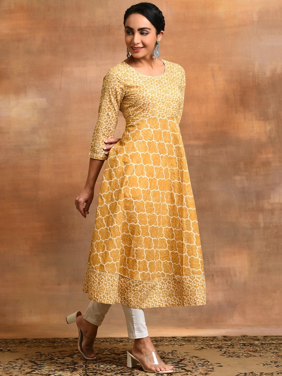 Aks Geometric Printed Cotton Anarkali Kurta - Distacart