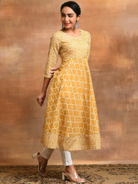Thumbnail for Aks Geometric Printed Cotton Anarkali Kurta - Distacart