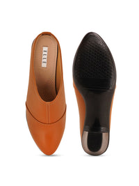 Thumbnail for ELLE Women Camel Brown Solid Block Mules
