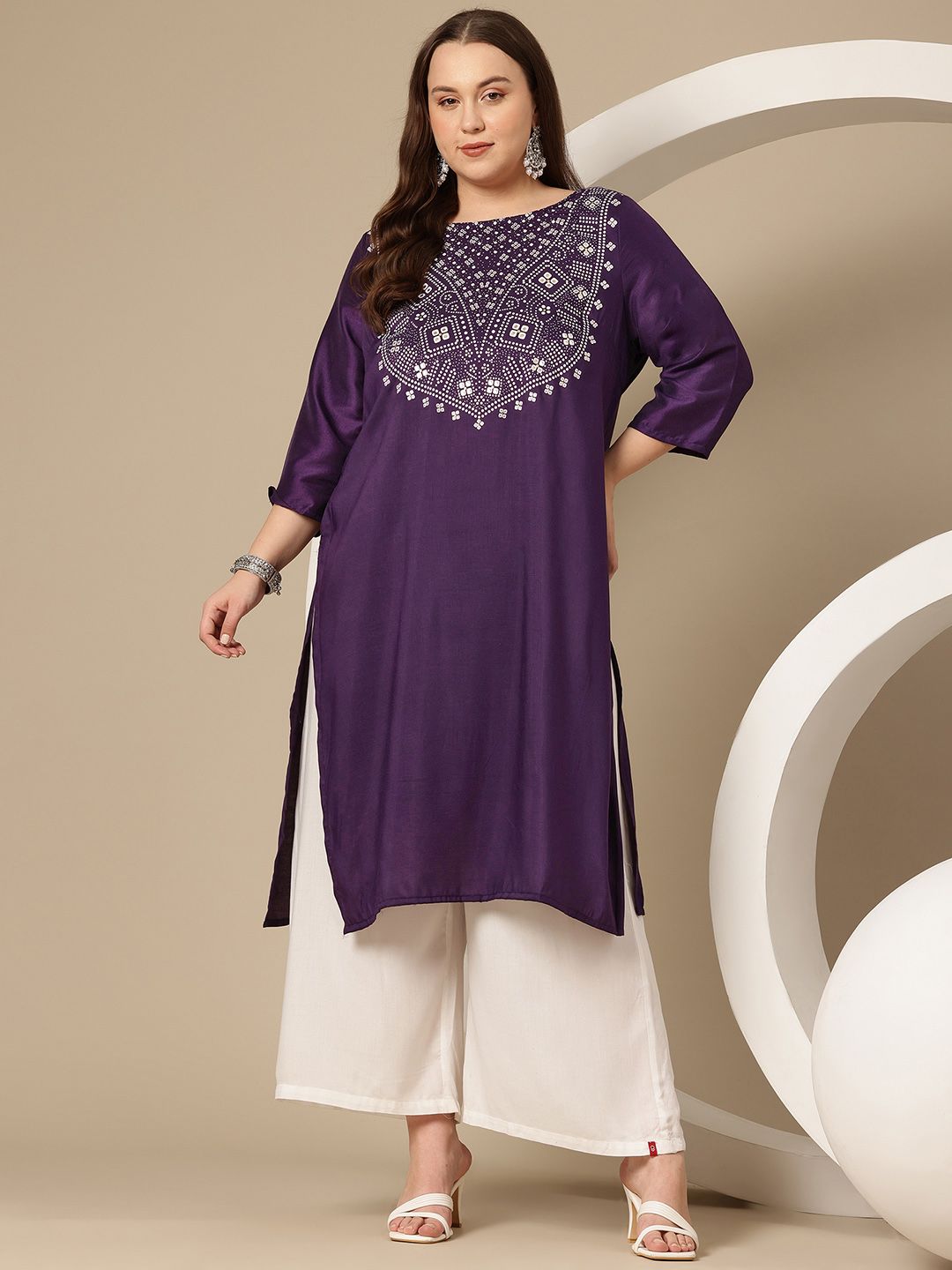 Sztori Plus Size Geometric Print Kurta - Distacart