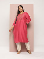 Thumbnail for Sztori Plus Size Yoke Design Sequinned Kurta - Distacart