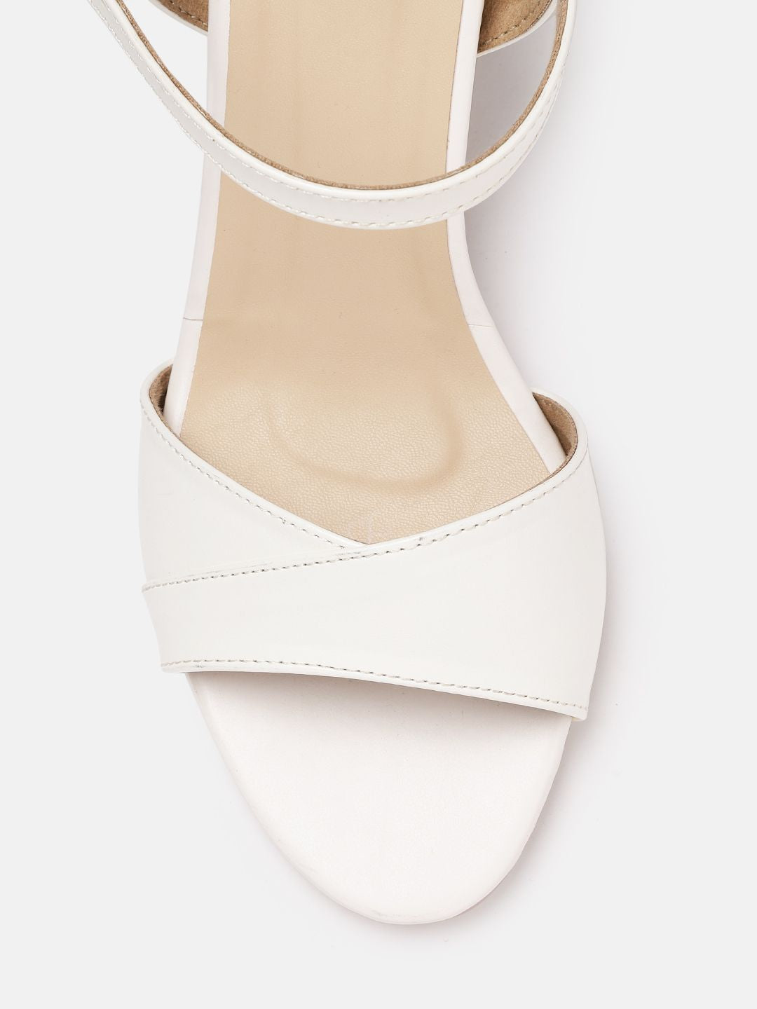 ELLE White Solid Block Heels