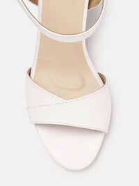 Thumbnail for ELLE White Solid Block Heels