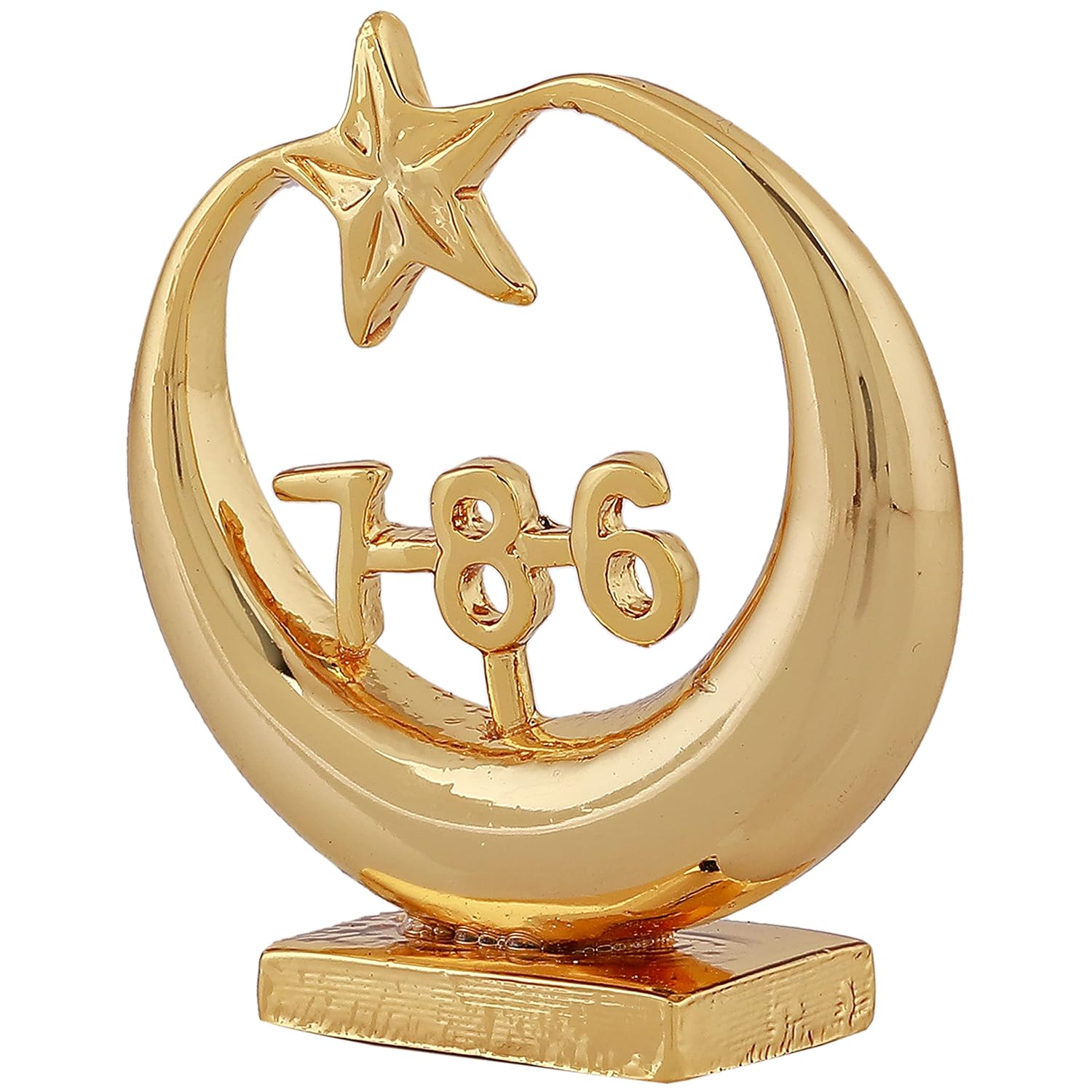 Estele Gold-Polished Spiritual 786 Chand Taara Idol for Home Decorative/ Car Dashboard - Distacart