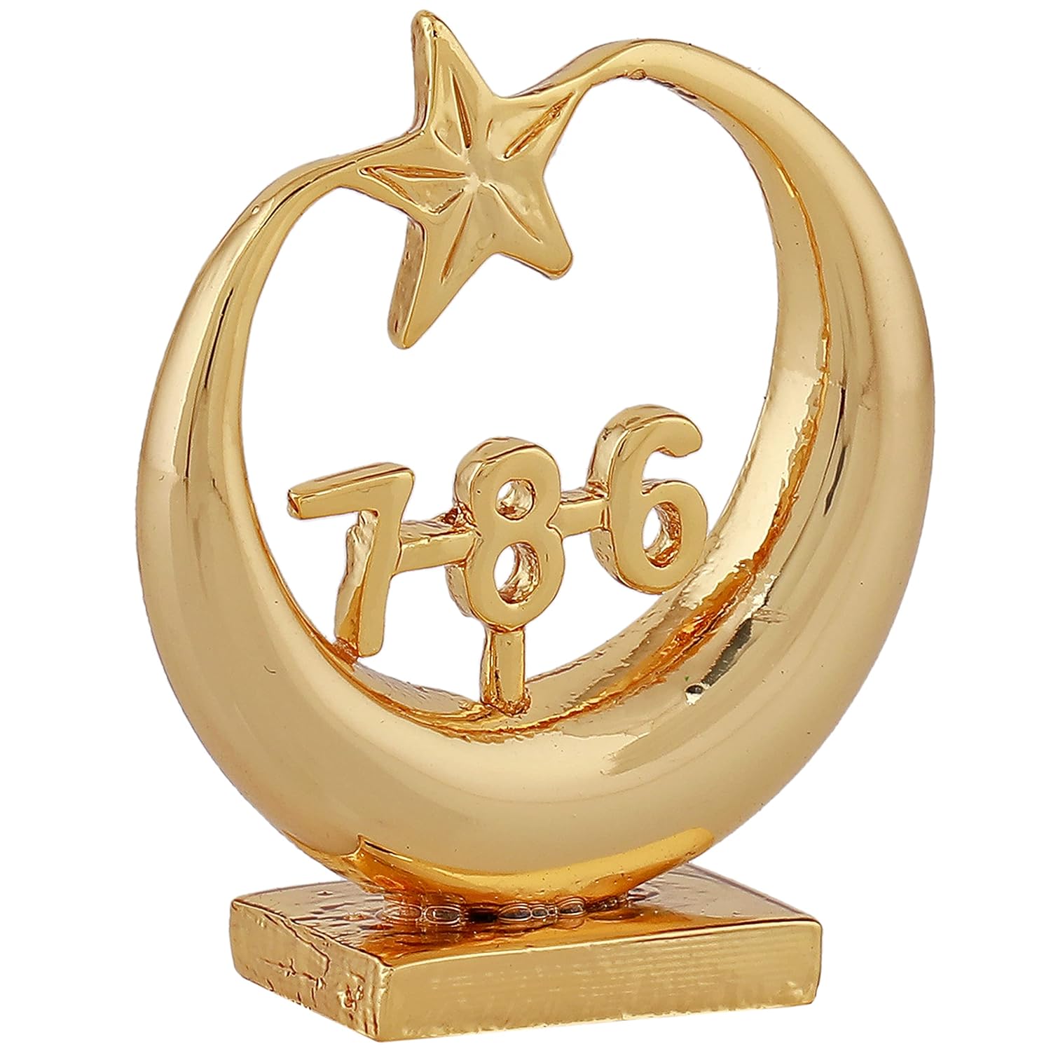 Estele Gold-Polished Spiritual 786 Chand Taara Idol for Home Decorative/ Car Dashboard - Distacart