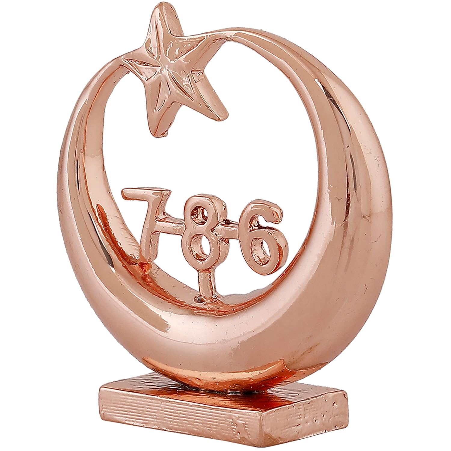 Estele Pink/Rose Gold-Polished Spiritual 786 Chand Taara Idol for Home Decorative/ Car Dashboard - Distacart
