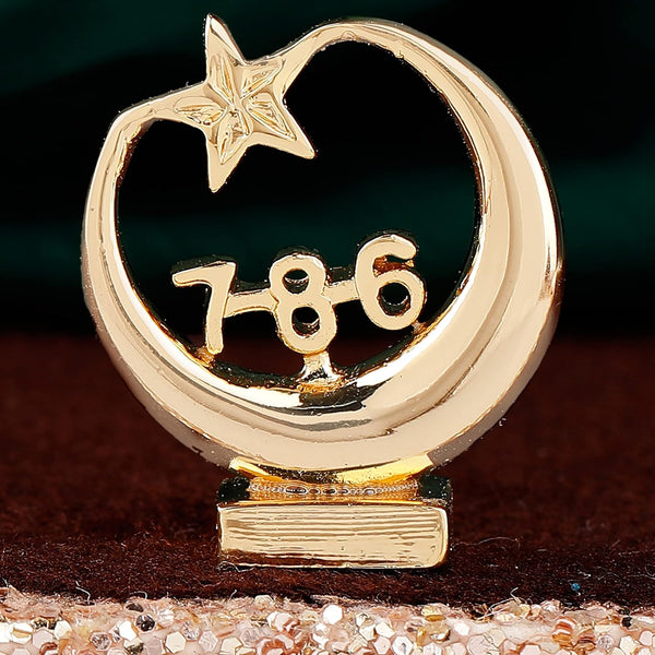 Estele Gold-Polished Spiritual 786 Chand Taara Idol for Home Decorative/ Car Dashboard - Distacart