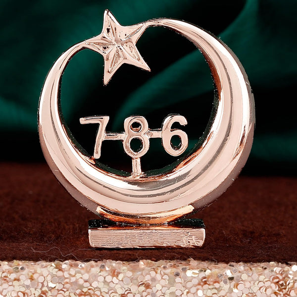 Estele Pink/Rose Gold-Polished Spiritual 786 Chand Taara Idol for Home Decorative/ Car Dashboard - Distacart