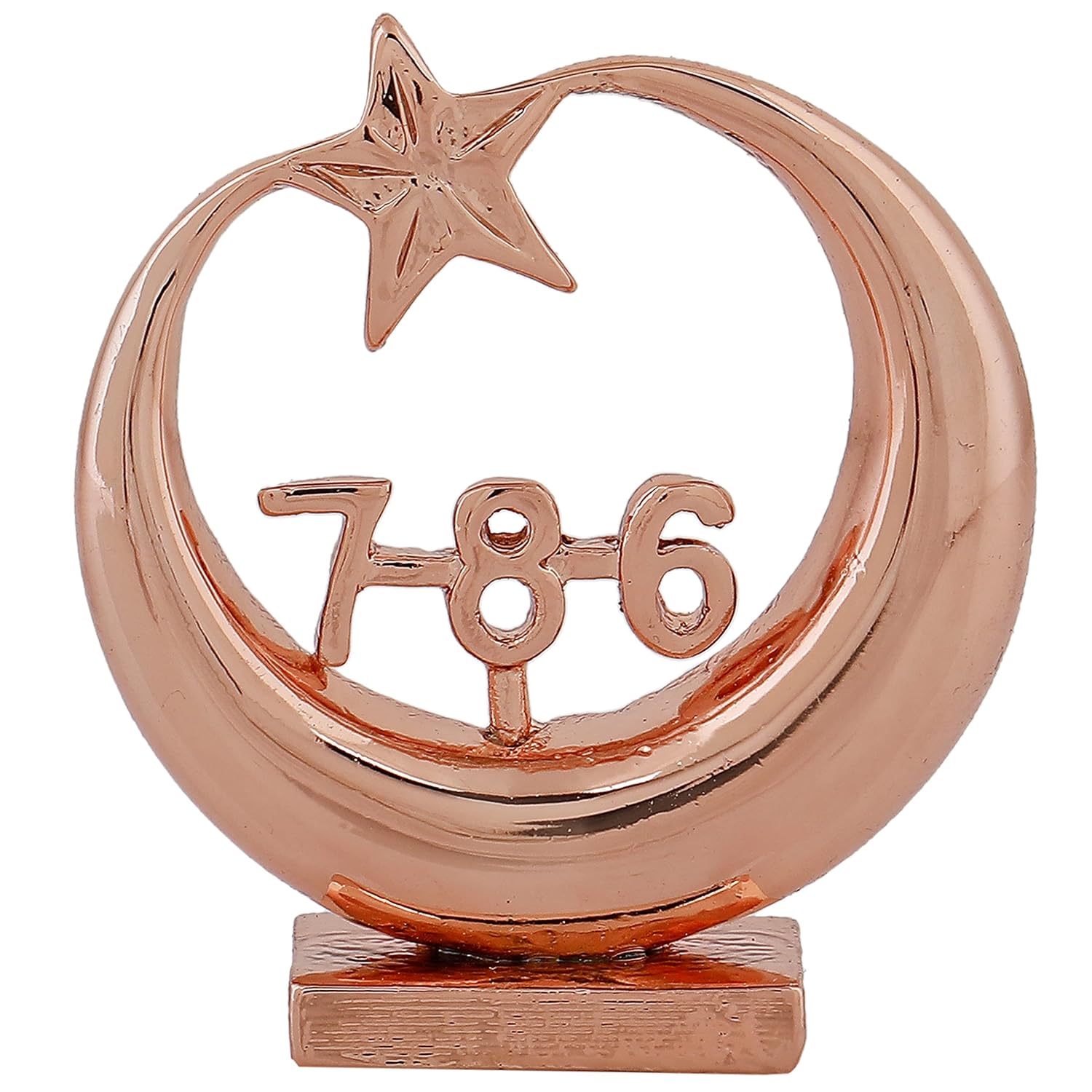 Estele Pink/Rose Gold-Polished Spiritual 786 Chand Taara Idol for Home Decorative/ Car Dashboard - Distacart