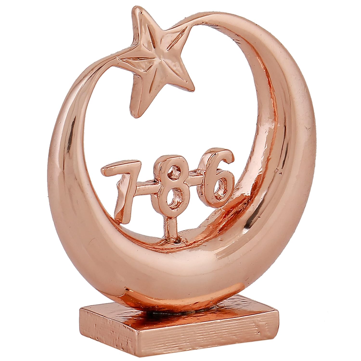 Estele Pink/Rose Gold-Polished Spiritual 786 Chand Taara Idol for Home Decorative/ Car Dashboard - Distacart