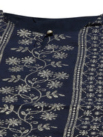 Thumbnail for Juniper Women's Indigo Floral Printed Chanderi A-Line Kurta - Distacart