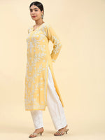 Thumbnail for HOUSE OF KARI Ethnic Motifs Embroidered Chikankari Straight Kurta - Distacart
